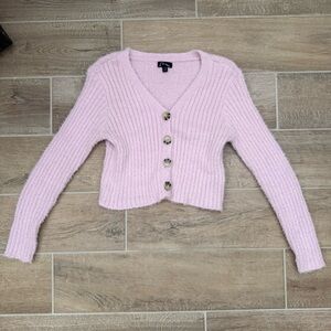 Art Class Lavender Purple Button-Up Sweater